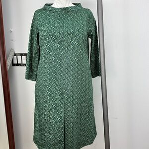 COS A-Line Geometric Print Dress – Size 36 | Crisp Cotton with Stretch